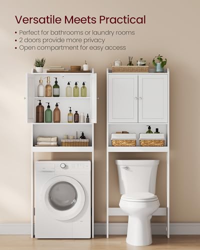 VASAGLE Over-the-Toilet Storage Cabinet 24.6'' Cloud White, Without Side Storage