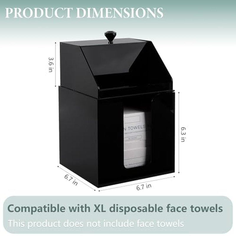 Anyoifax Disposable Facial Towels Storage Compatible with Clean Skin Club Clean Towel XL Double Layer Acrylic Box Cotton Pads Container Qtip Bin Face Towelettes Holder for Bathroom Counter, Black