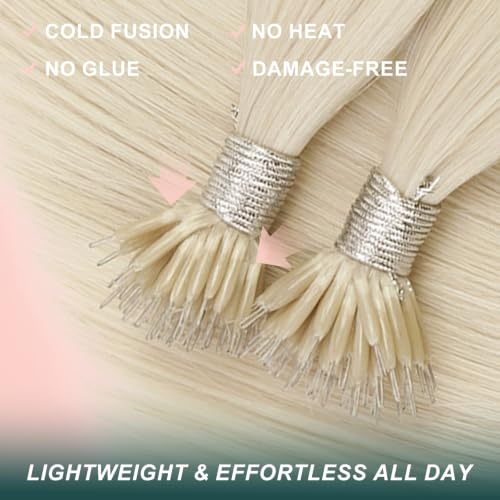 Nano Ring Hair Extensions Blonde Natural Texture 14in-50S Variation 2.1#1000