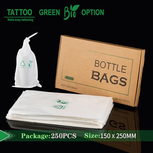 Eco-Friendly Tattoo Wash Bottle Covers - 250 Disposable Bags for Tattoo & Beauty Supplies