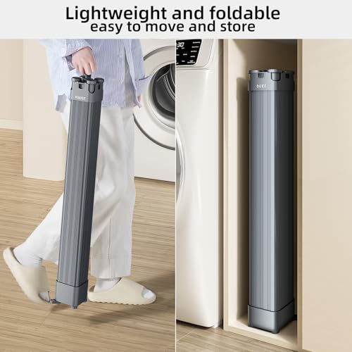 Gray Foldable Clothes Drying Rack with 16 Clips, Space-Saving Laundry Organizer