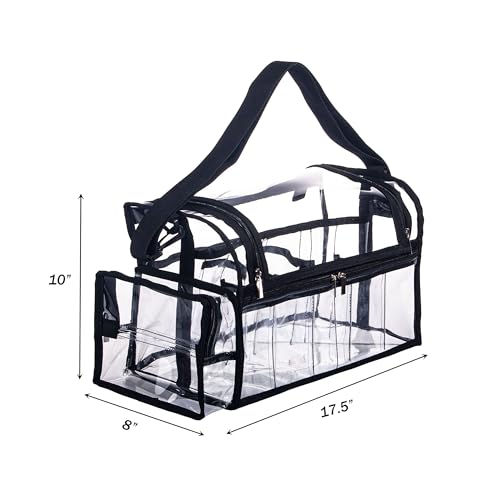Large Clear PVC Makeup Organizer Bag with 8 Dividers & Tissue Pocket