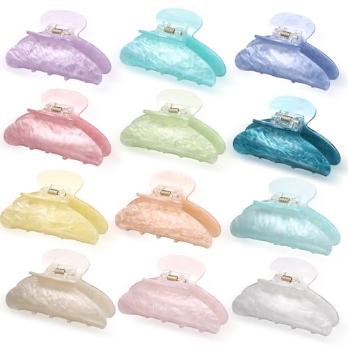 Large Hair Claw Clips - Candy Colors, Cute Style, 12-Pack with Variation