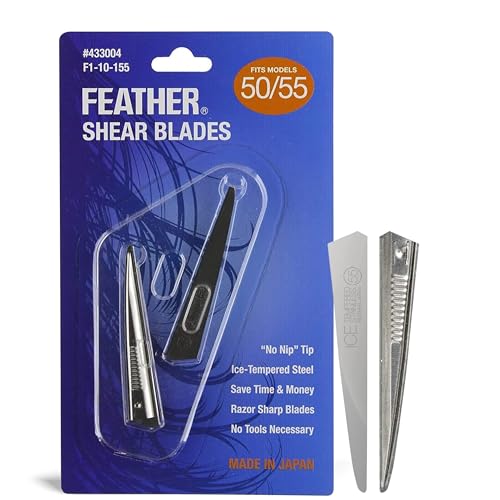Feather - Switch-Blade Haircutting Shears Replacement Blades - Model 50/55 Scissors for Professional Stylists & Barbers - Stainless Steel - No-Nip Tip - Made in Japan