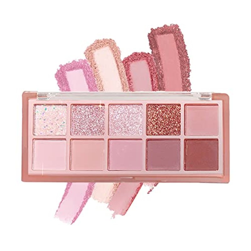 10 Colors Eyeshadow Palette,Highly Pigmented Matte Shimmer Eye Makeup Palette Pink Eyeshadow Shades Glitter Eye shadow Velvety Texture Nude Eyeshadow,03#