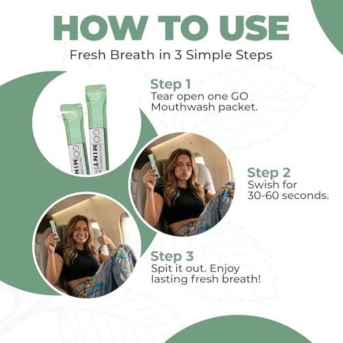 Exershield Travel Size Mouthwash Packets 0.37 Fl Oz - Pack of 40 - TSA Compliant, Alcohol-Free, Fresh Breath
