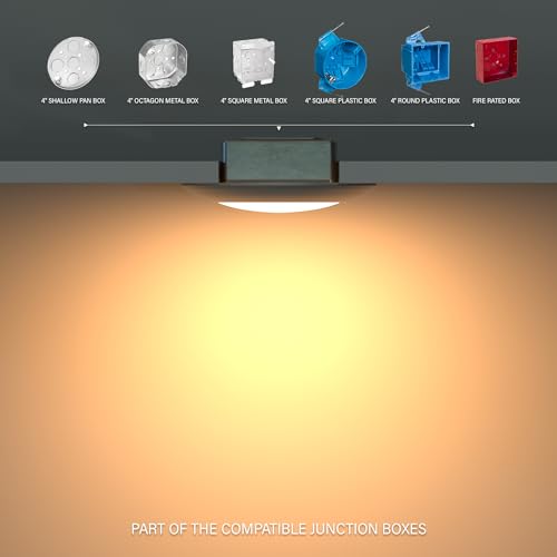 8 Pack JULLISON 6 Inch LED Low Profile Disk Lights with Dusk to Dawn Sensor, 5CCT White, 1000LM, Non-Dimmable, ETL Shower Rated