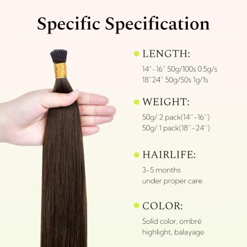 Hotbanana I Tip Human Hair Extensions #4 Chocolate Brown 18 Inch 50g Cold Fusion