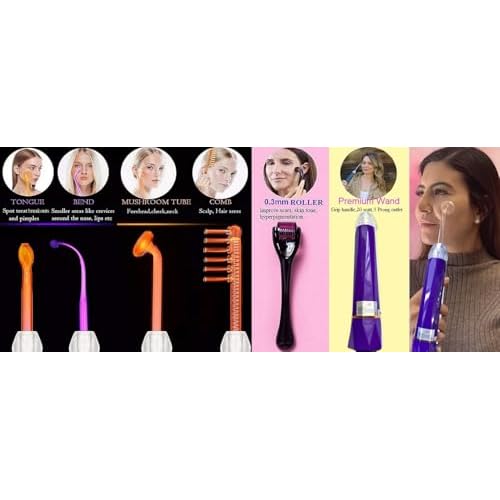 Lift Wand FX Facial Wand Skin Therapy Device Includes 4 Attachments w/Micro Roller Anti Aging Wand, Diminish Wrinkles, Scars, Dark Circles, Breakthrough Device for Beauty