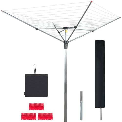 164 Feet Rotary Clothes Drying Rack with Adjustable Height & Ground Spike