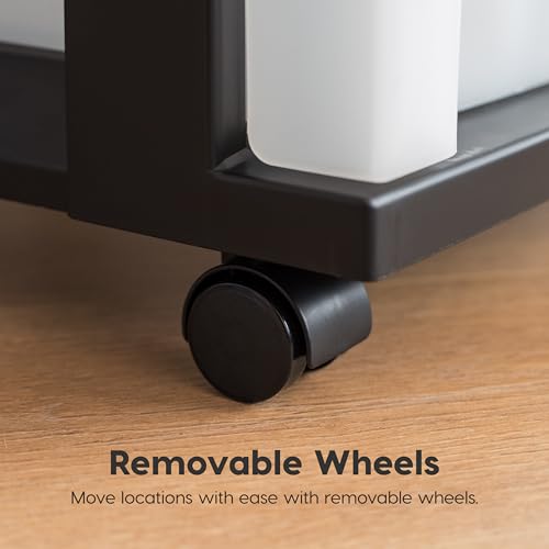 7-Drawer Rolling Storage Cart with Wheels - Black and Pearl Finish