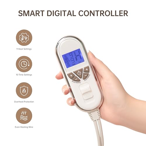 Twin XL Electric Heated Mattress Pad - Multi-Zone, 9 Heat Settings, Auto Off, Removable & Washable