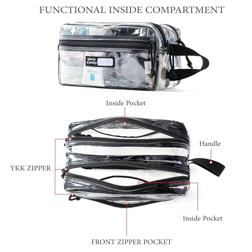 Rough Enough Clear Travel Toiletry Bag for Men Women Traveling Toiletries Essentials Shaving Hygiene Dopp Kit