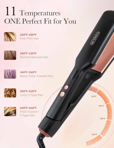 Flat Iron Hair Straightener with Digital Display & Wide Plates - Fast, Frizz-Free Styling