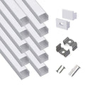 10-Pack 6.6ft U-Shape LED Aluminum Channel System with Milky Cover & Accessories