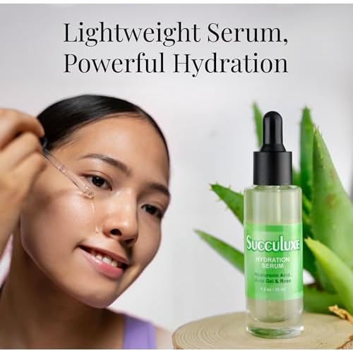 Succuluxe Hydration Serum - with Hyaluronic Acid, Aloe Vera & Rose for Sensitive Skin & Dry Skin