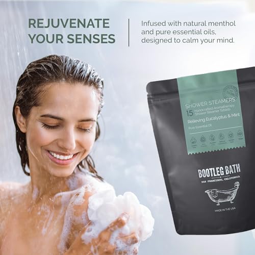 Bootleg Bath Eucalyptus Mint Shower Steamers 1 Pack of 15 - Spa Aromatherapy