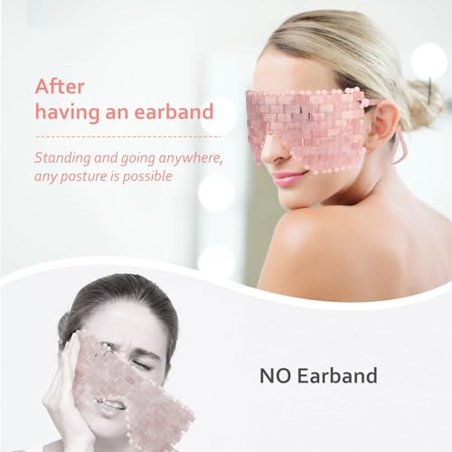 Mothers Day Gifts for Mom: ideayard Rose Quartz Eye Mask, Cooling Eye Mask 100% All Natural Crystal Mask for Facial Puffy Eyes Reusable