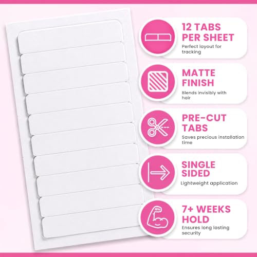 Single Sided Hair Extensions Tape - Extra Hold, 144 Tabs, 4cm x 0.8cm, Replacement for Thin Hair, Fits Most Brands - Variation: 144 Tabs