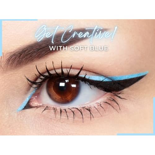 Wet Liners Parent- Cake Eyeliner with Applicator Brush - Water Activated Dry Pressed Eyeliner - Long-Lasting, Vibrant Color, Smudge Resistant - Vegan Cruelty Free Paraben Free (Soft Blue)
