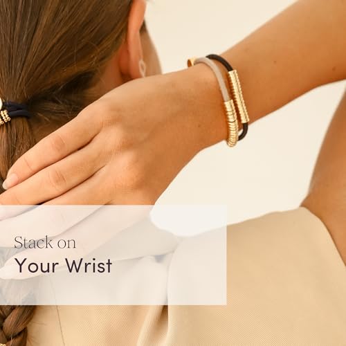 Sunlight Variation of By Lilla Handmade Hair Tie Bracelet with Gold Accents - Boho Jewelry for Women & Teens