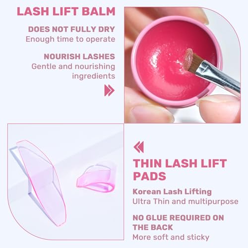 Flat Lash Lift Pads Lash Lift Glue Balm Eyelash Perm Reusable and Self-Adhesive Eyelash Lift Shields Tools for Salon Use