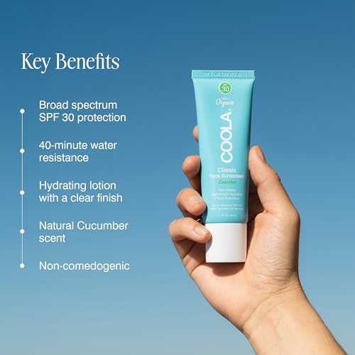 SPF 30 Face Sunscreen Lotion with Cucumber Extract - Water-Resistant, Vegan, Natural Scent