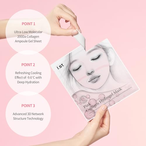 Pink Collagen Hydrogel Face Mask Set - Ampoule-Infused, Cooling & Hydrating