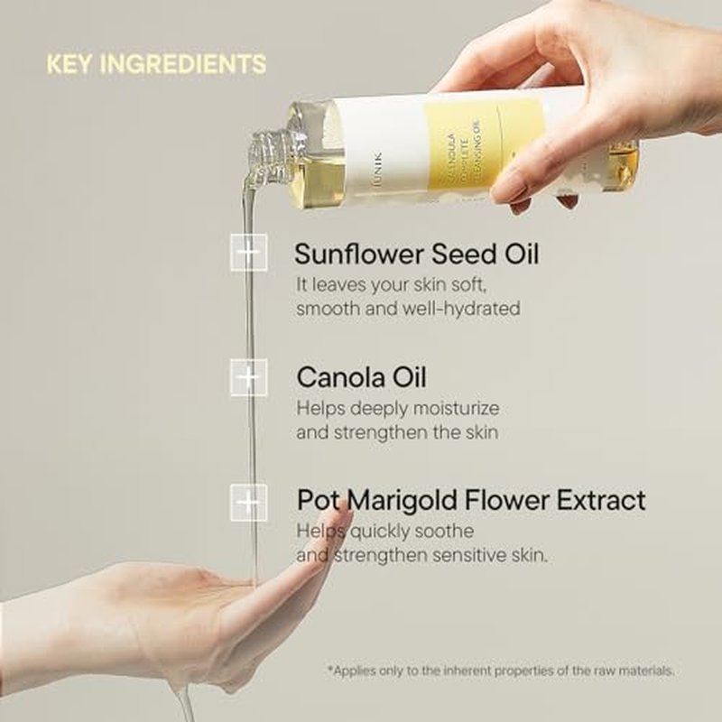 IUNIK Calendula & Jojoba Oil-Infused Vegan Cleansing Oil ? Gentle Blackhead Melting & Makeup Remover Facial Cleanser w/Plant-based Oils Korean Skincare