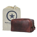 Aaron Leather Goods Leather Toiletry Bag for Men and Women Brown 10.5 Inch (Walnut)