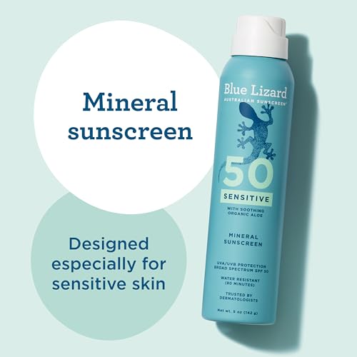 Blue Lizard Mineral Sunscreen Spray SPF 50+ 5 oz Pack of 2 - Water-Resistant, Sensitive Skin
