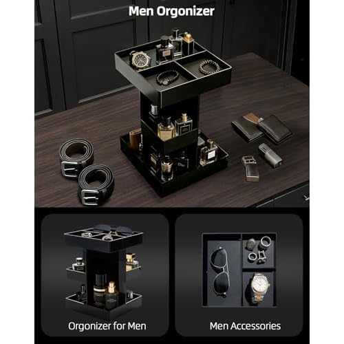 Cologne Organizer for Men 3 Tier Acrylic Perfume Holder Cologne Stand with Rotate Waterproof Perfume Shelf,Gifts for Dad From Wife,Husband Boyfriend Birthday Gift Ideas,Valentine's Day Gifts for Men