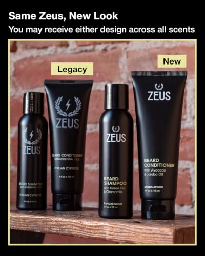 ZEUS Beard Wash Set for Men with Sandalwood Scent – Shampoo & Conditioner for Healthy, Fuller Beard
