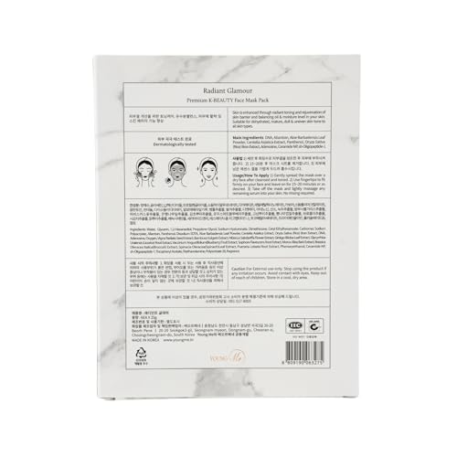 YoungMe Rejuvenating Korean Sheet Mask - Hypoallergenic Face Mask for All Skin Types, 25g x 6 Sheets