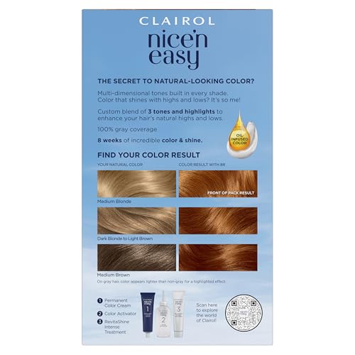 Permanent Hair Dye 8R Medium Reddish Blonde - 3 Pack, Natural Look, Gray Coverage