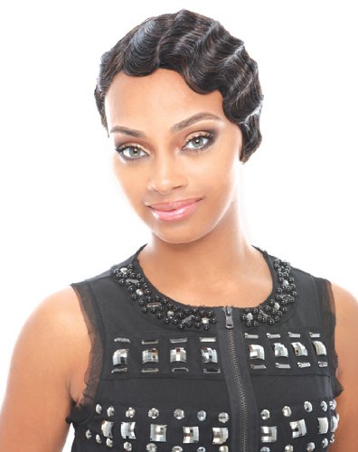 Remy Human Hair Mommy Wig FS1B/30 Short Boy Cut Finger Wave Style