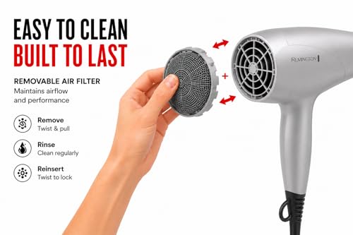 Remington Damage Protection Hair Dryer Grey - Ceramic Ionic Technology, 1875W