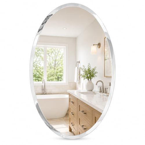 USHOWER Frameless Oval Bathroom Mirror 20x28 Inch Over Sink - Modern Design Variation: Frameless-Oval 20L x 28W