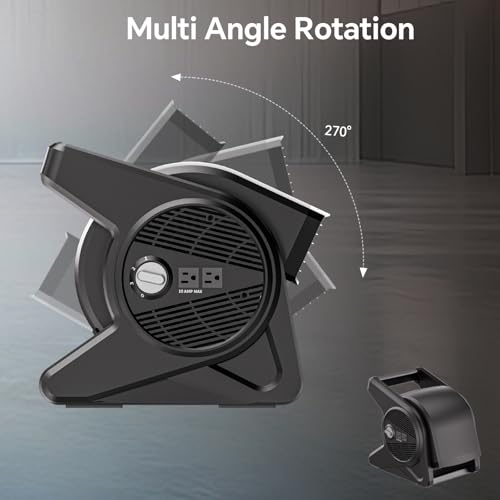 Shinic 15-Inch Utility Pivoting Blower Fan - Black, 375 CFM, Work & Garage Use