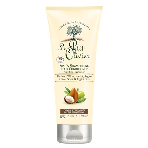Le Petit Olivier Nutrition Hair Conditioner with Olive, Shea & Argan Oils - Repairs, Detangles & Softens Dry Damaged Hair - 6.76 Oz