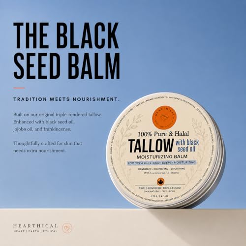 Black Seed & Frankincense Beef Tallow Face Moisturizer 70g - Organic, Halal, Sensitive Skin