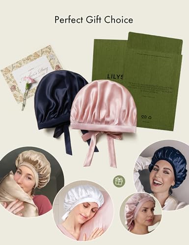 Lavender Medium Mulberry Silk Sleep Bonnet for Women Hair Care