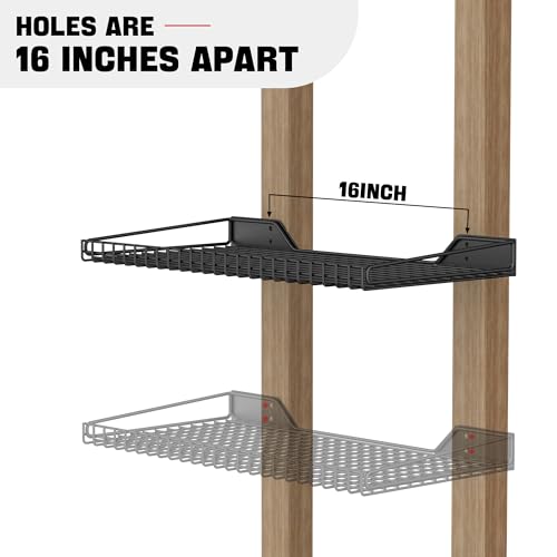 Ultrawall Black Wall Mounted Garage Storage Shelf Rack 4 Pack Heavy Duty