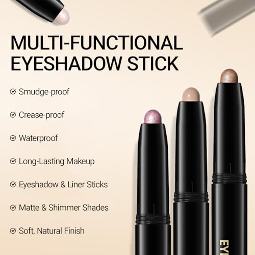 Erinde Waterproof Cream Eyeshadow Stick, Cool Taupe Brown Matte Eye Shadow Sticks, Cream to Powder Eyeshadow Crayon, Buildable & Blendable Long-Lasting Eye Shadow Stick, Vegan & Cruelty-Free, 13