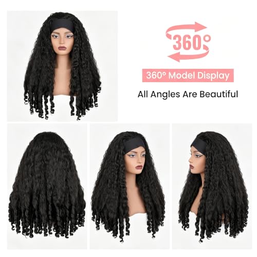 Black Afro Curly Headband Wig 24 Inch Glueless Kinky 4C Texture for Black Women - Variation #1B