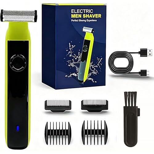 Beard Trimmer for Men - Rechargeable Hybrid Electric Shaver and Body Groomer, Washable Face Shaver 4 Combs Wet/Dry Body Trimmer for Men