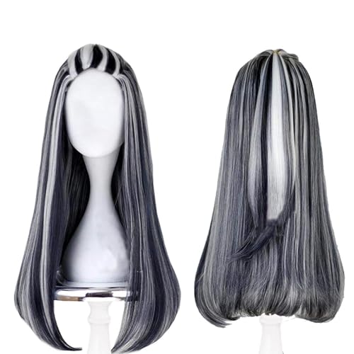 Black and White Frankie Cosplay Wig with Ponytail - Heat Resistant Costume Wig - Variation: White