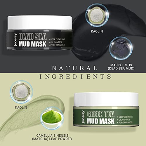 Face Clay Mask-Facial Dead Sea Mud Mask,Green Tea Mud Mask,Purifying Pore,Remove Blackheads,Control Oil,Anti Aging,Travel Size Mother's Day Gift Sets for Women and Men-2.8Oz*2