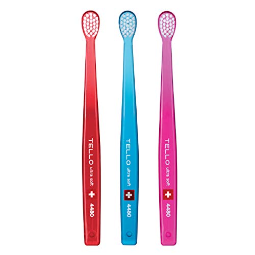 Ultra Soft Swiss Toothbrush 3 Pack - Small Head, Ergonomic Handle for Sensitive Teeth