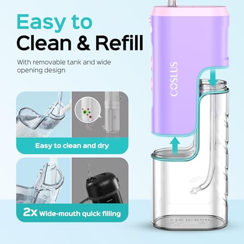 Mini Water Flosser for Travel - Portable Cordless Oral Irrigator in Purple